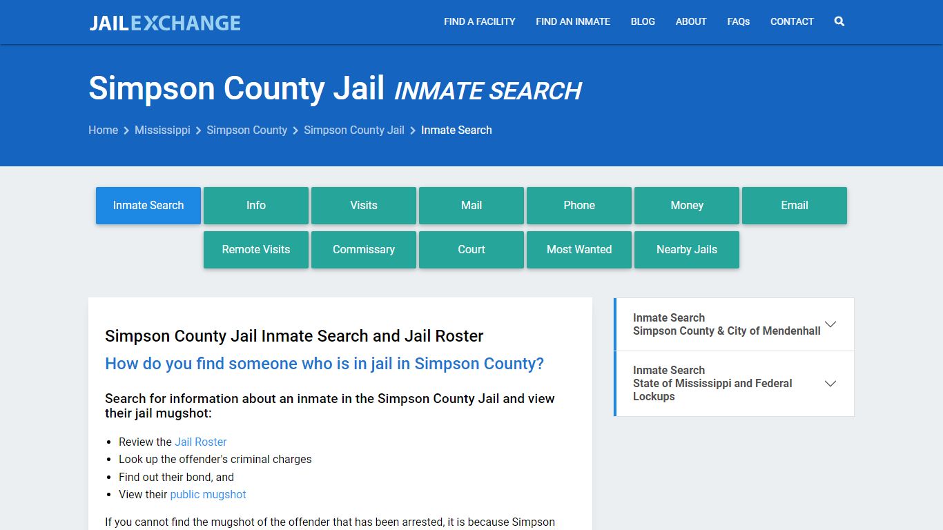 Inmate Search: Roster & Mugshots - Simpson County Jail, MS - Jail Exchange