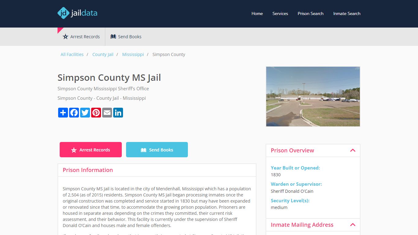 Simpson County MS Jail Inmate Search and Prisoner Info - Mendenhall, MS